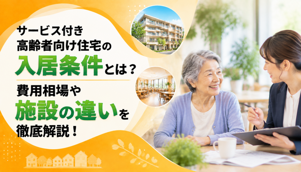 サービス付き高齢者向け住宅の入居条件とは？費用相場や施設の違いを徹底解説！